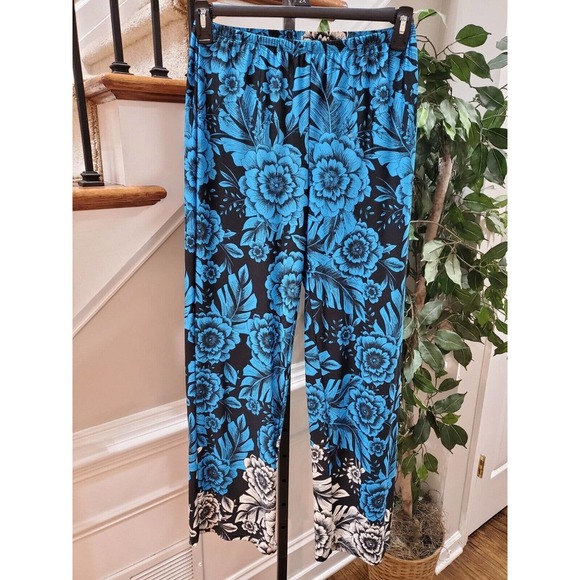 Sunny Leigh Palazzo Multicolor Polyester Mid Rise Stretch Comfort Waist Pant M - Picture 2 of 11
